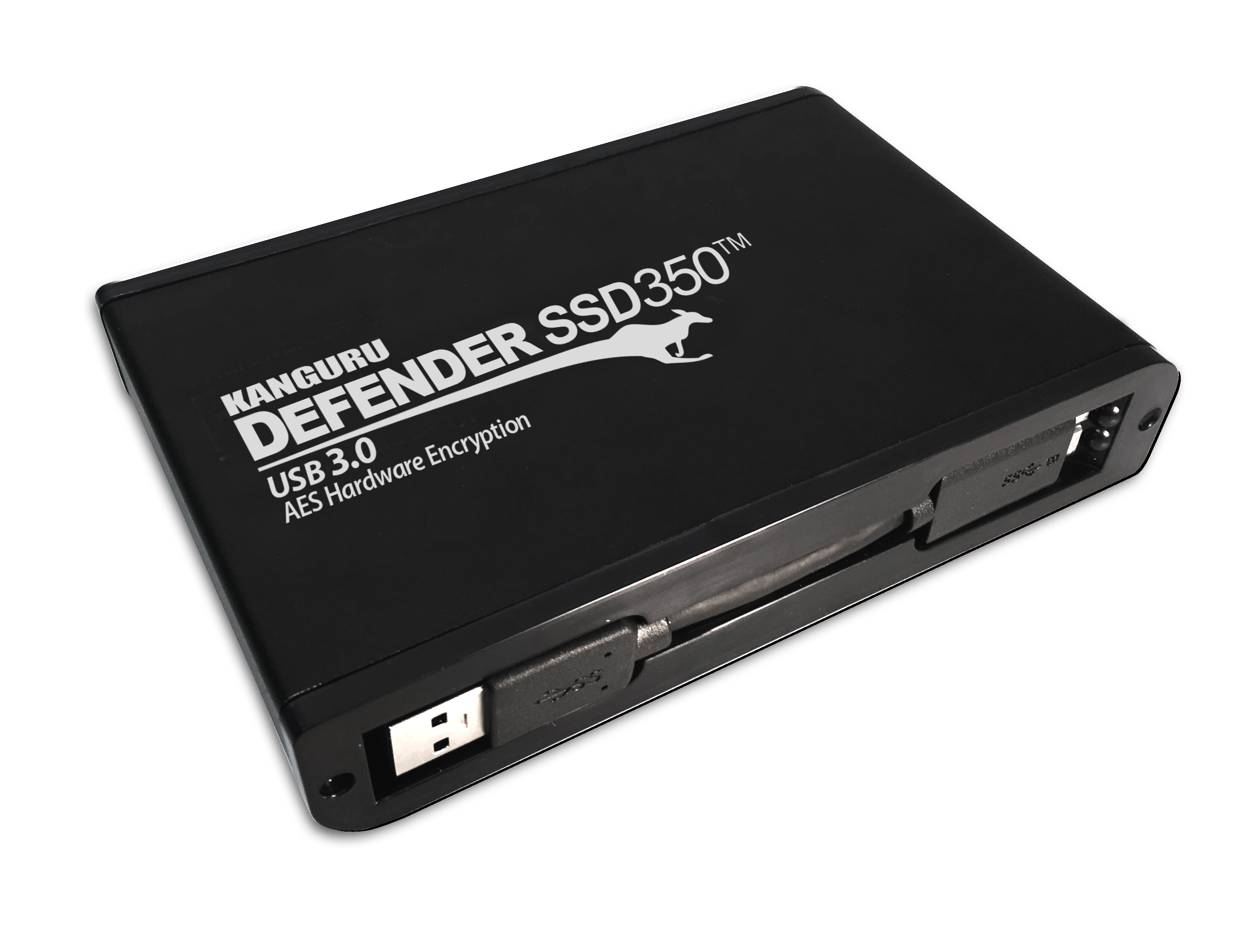 Disque dur externe portable relié par un câble USB à un ordinateur allumé