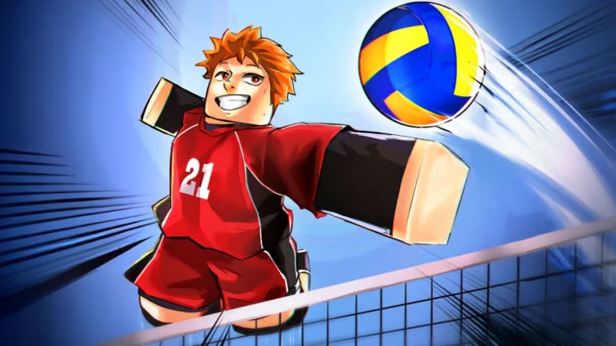 &Eacute;cran du jeu Roblox Volleyball Legends avec le menu de saisie des codes