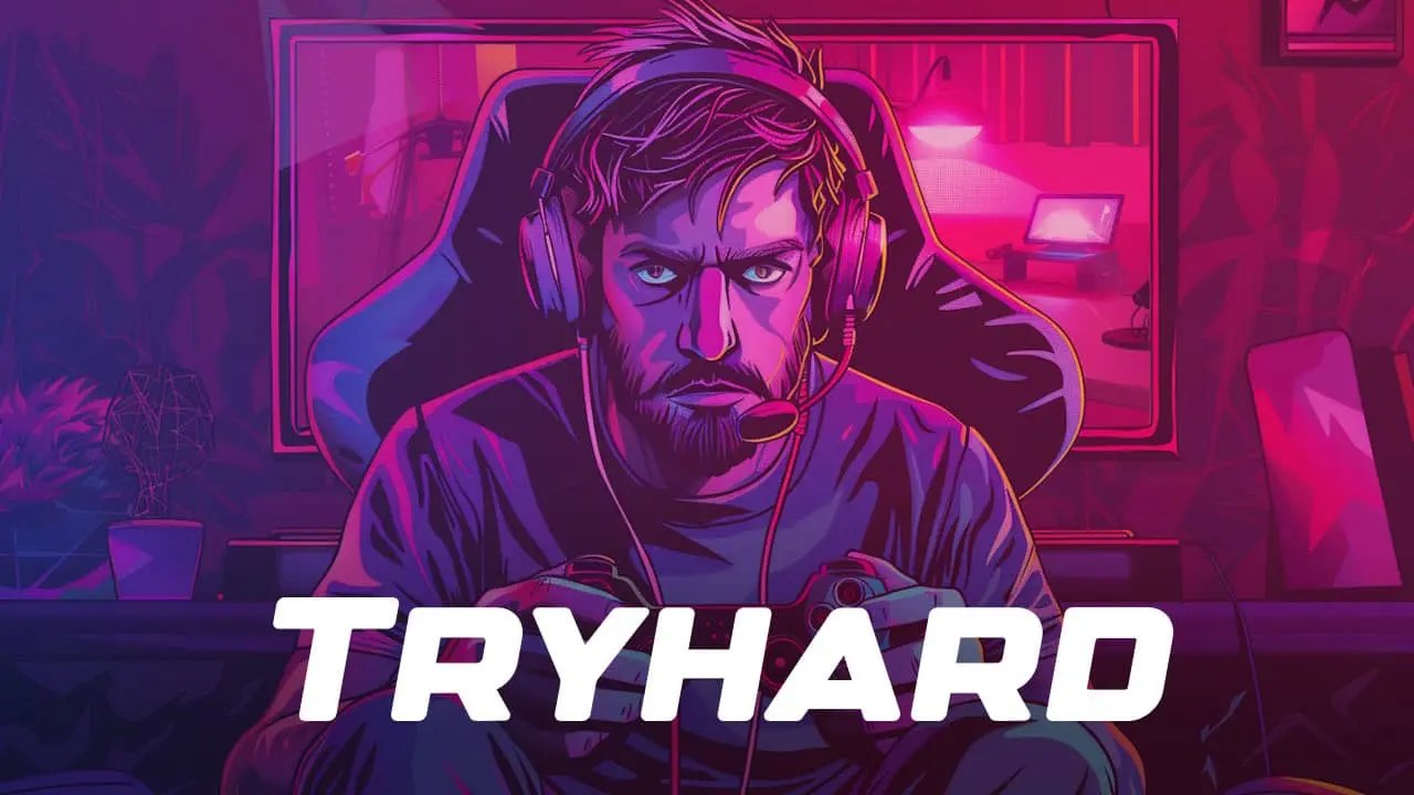 Joueur concentré manette en main, illustration du sens de try hard dans le gaming